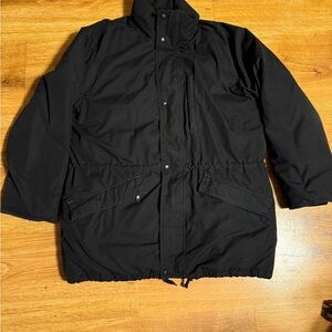Vintage Eddie Bauer Jacket Mens M Black Coat Goose Down Parka Outdoors Pockets